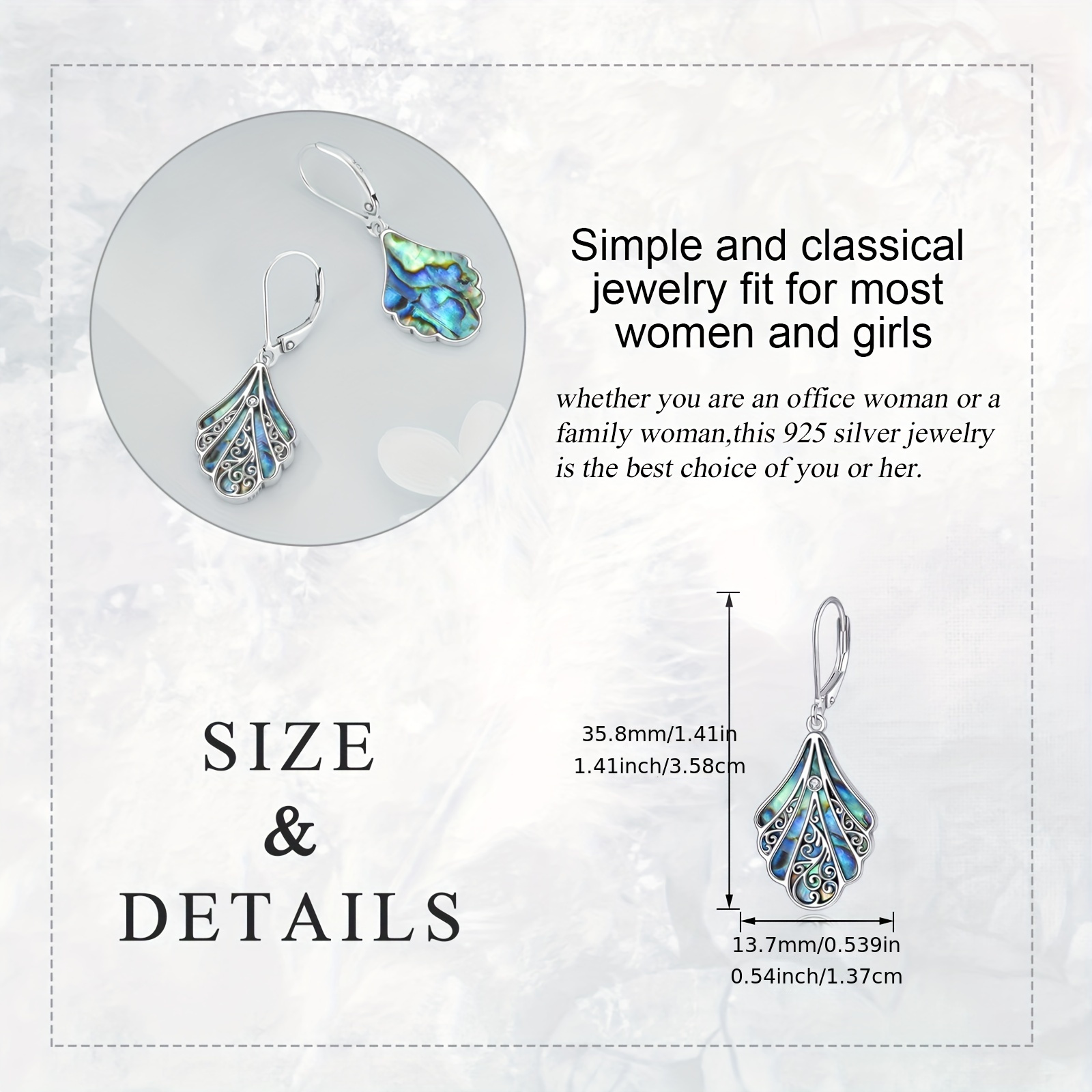 Women's 925 Sterling Silver Abalone Shell Hanging Earrings — Bohemian Style